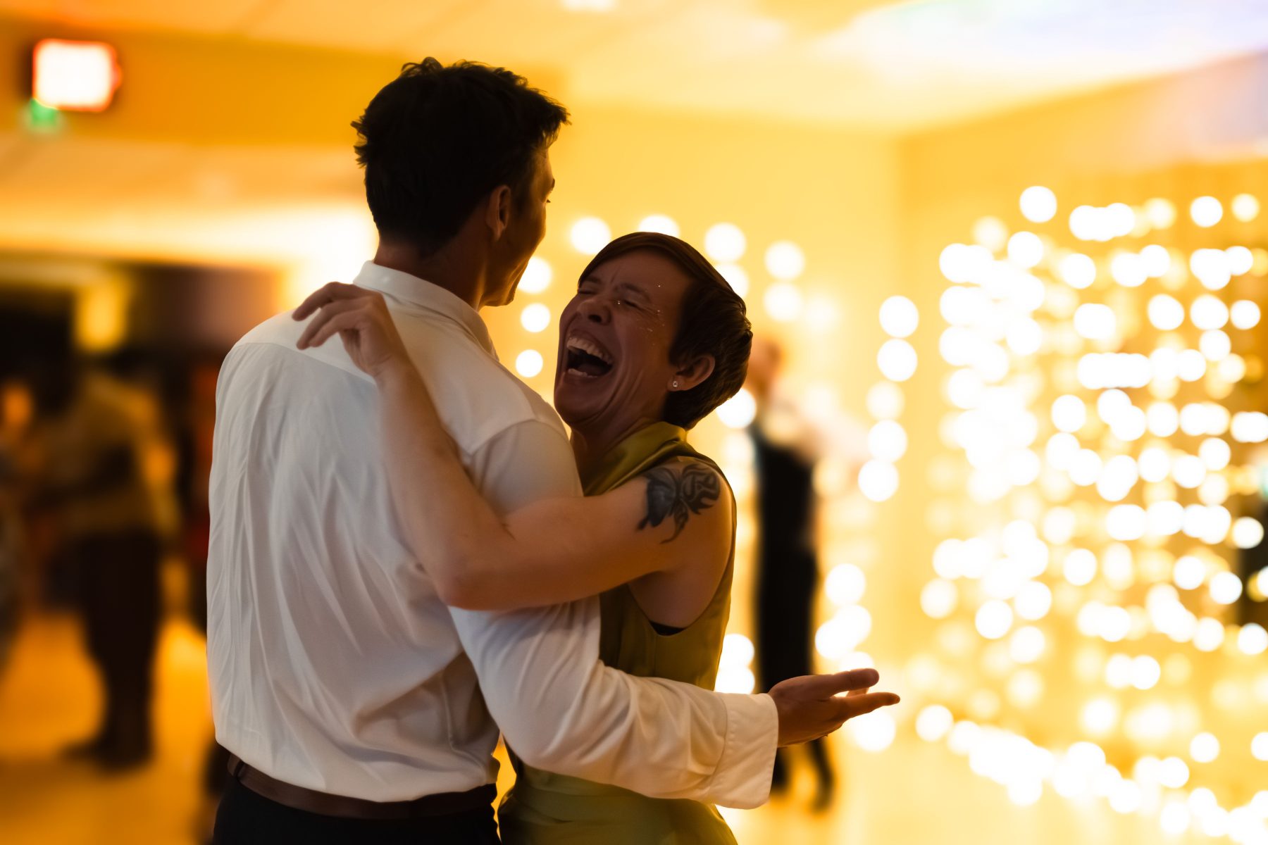 Dancers sharing a joyful moment